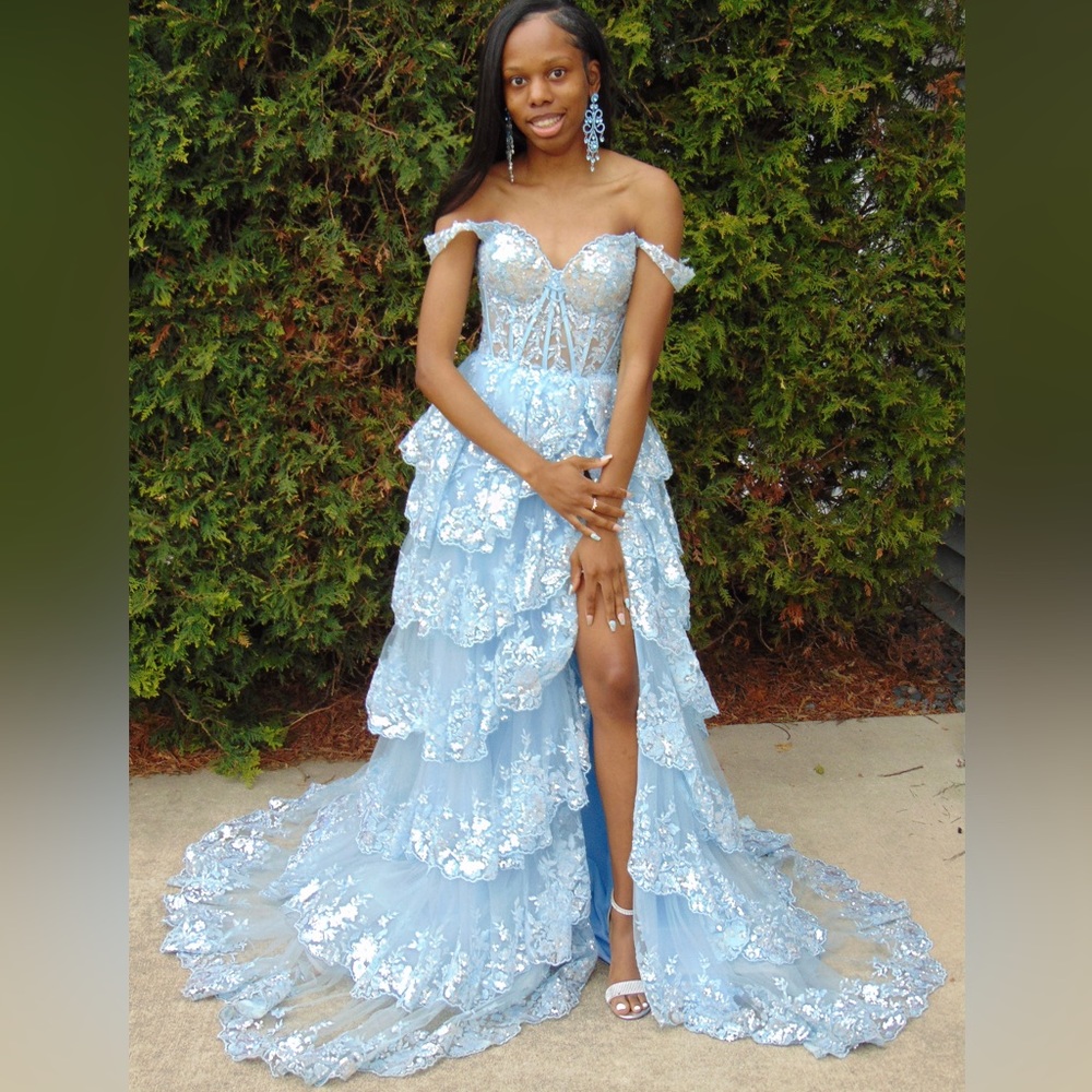 Light Blue Sherri Hill 55500 Prom Dress